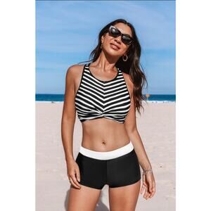 CUPSHE Bikini High Waisted & Neck Front Twist Color Block Back Hook - NWT - Sz M